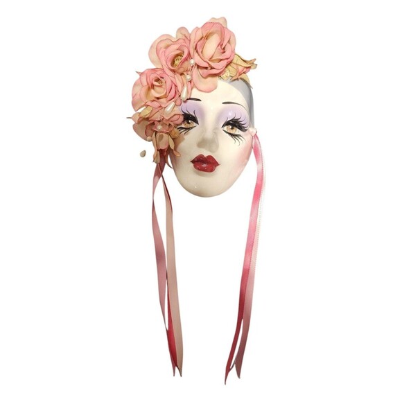 Kathleen H. Thomas Hand Painted Ceramic Face Mask Decoration - Picture 1 of 9
